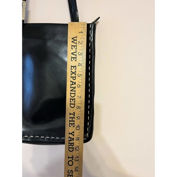 MINO BOSSI Structured Rectangular Bag Purse Black Leather Handmade Italy Stitch - Picture 3 of 7